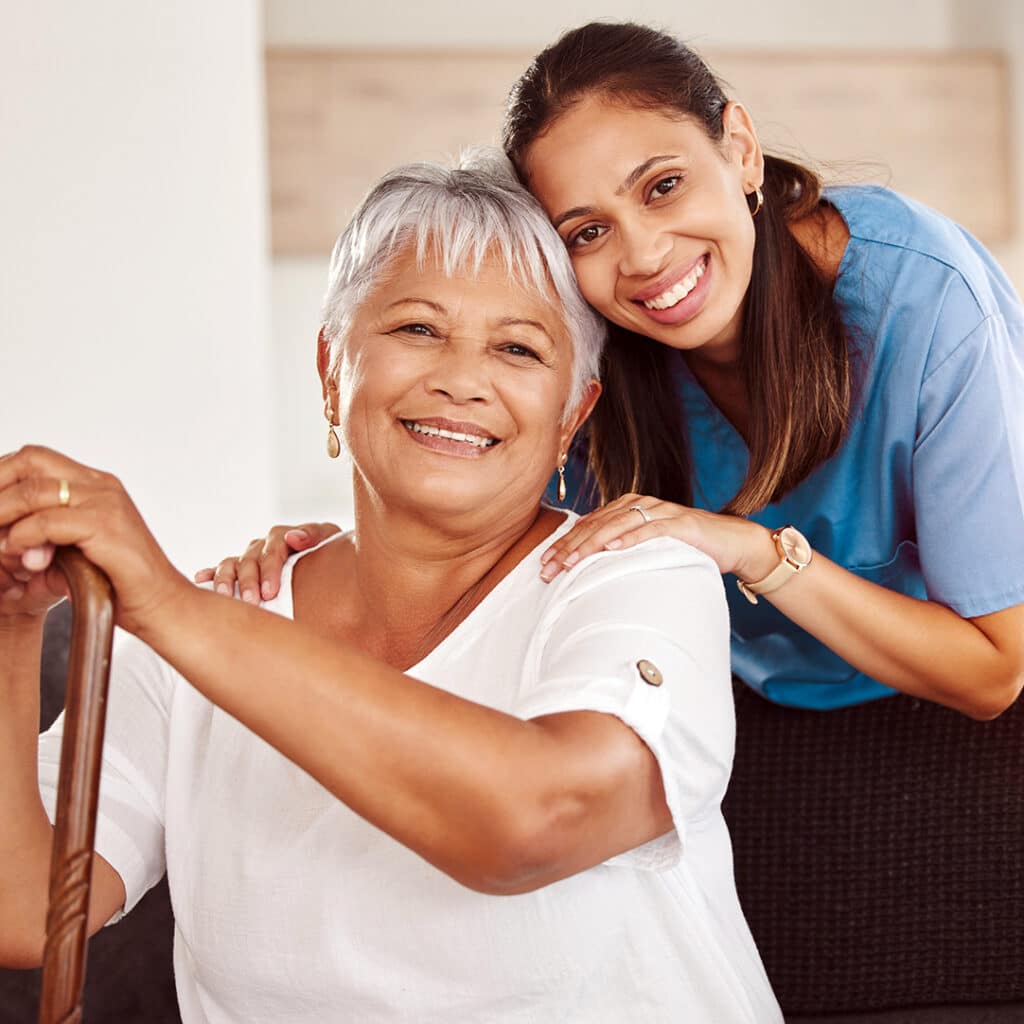Healthcare, homecare and nurse with grandma to support her in retirement, medical and old age. Caregiver, volunteer and trust of a social worker helping senior woman with demantia or alzheimer.